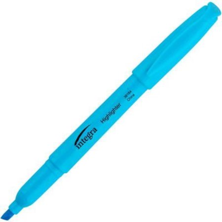 INTEGRA Integra„¢ Pen Style Highlighter, Chisel Tip, Fluorescent Blue Ink, Dozen 36184